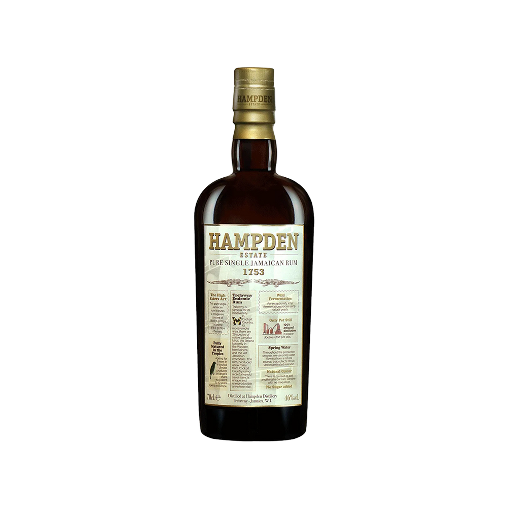 Hampden Rum bottle on a white background
