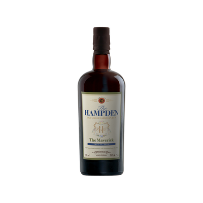 Bottle of The Hampden whisky on a white background