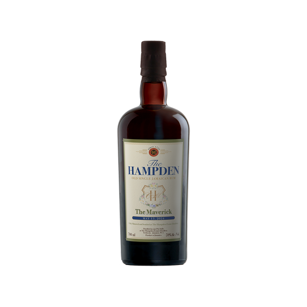 Bottle of The Hampden whisky on a white background