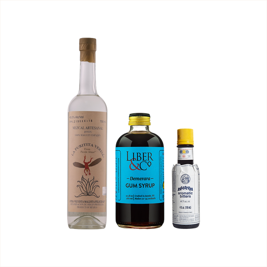 Hot Buttered Mezcal Cocktail Set: Pierde Almas La Puritita Verdá Mezcal + Liber & Co Demerara Gum Syrup + Angostura Bitters 4 oz