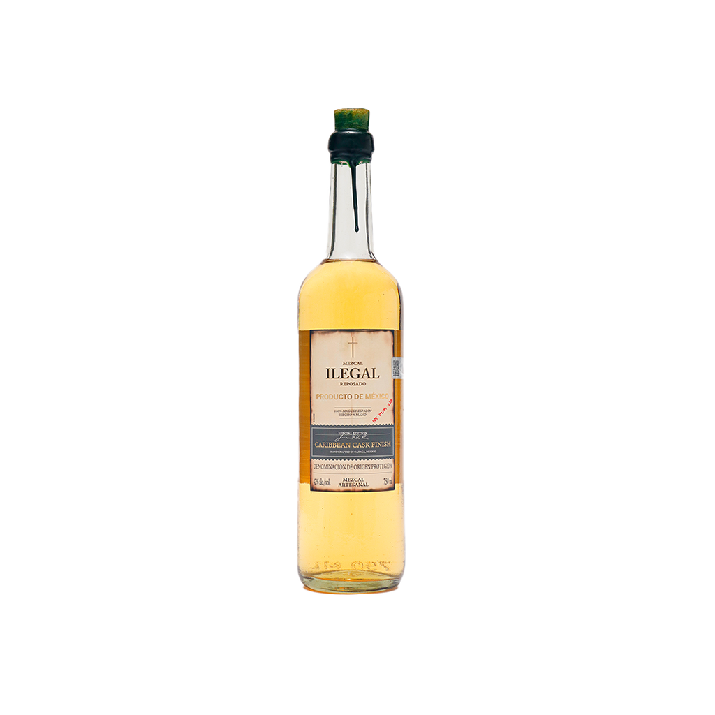 Bottle of Ilegal Mezcal Reposado Caribbean Cask Finish.