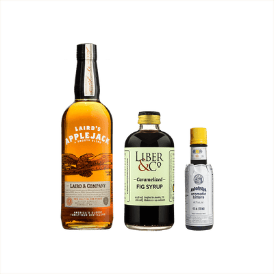 Bottles of Laird's Applejack, Liber & Co. Caramelized Fig Syrup, Angostura Aromatic Bitters. product image