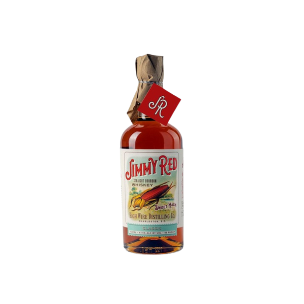 Bottle of Jimmy Red Straight Bourbon Whiskey.
