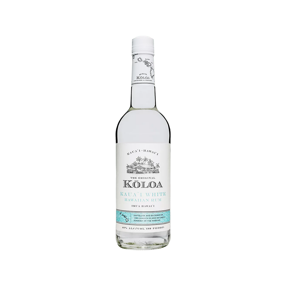 Bottle of Kōloa Kaua'i White Hawaiian Rum.