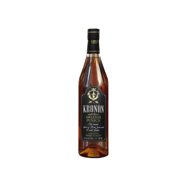 Bottle of Kronan Swedish Punsch on a white background