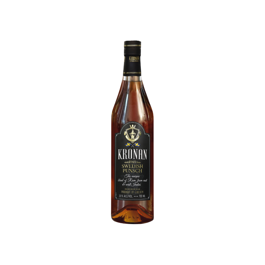 Bottle of Kronan Swedish Punsch on a white background