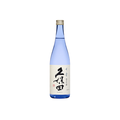 Bottle of Kubota Blue Senjyu Junmai Ginjo Sake.