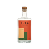 Kura Shochu bottle with a colorful label on a white background