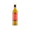 Bottle of fiery ginger syrup with a red label on a white background