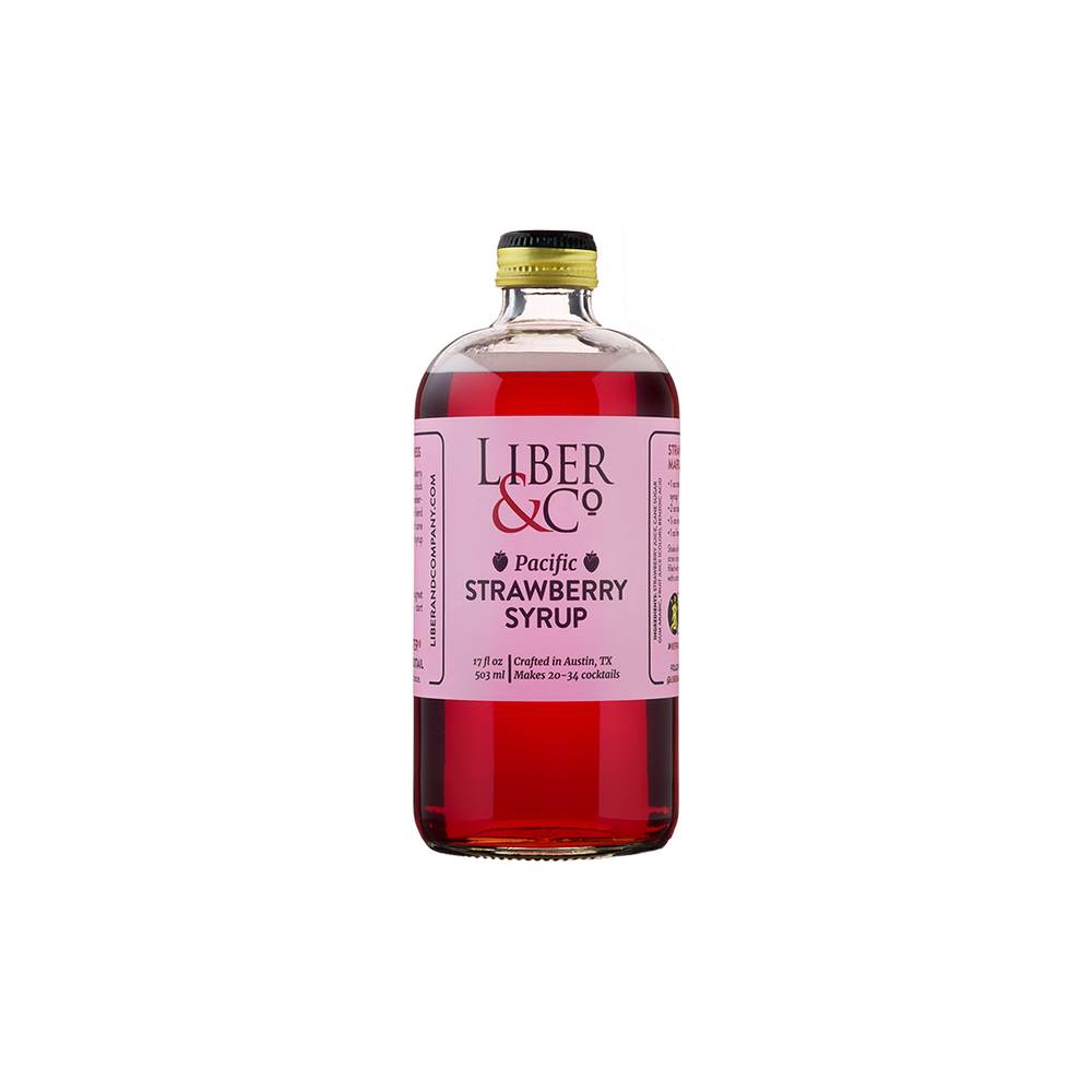 Bottle of Liber & Co. Pacific Strawberry Syrup.