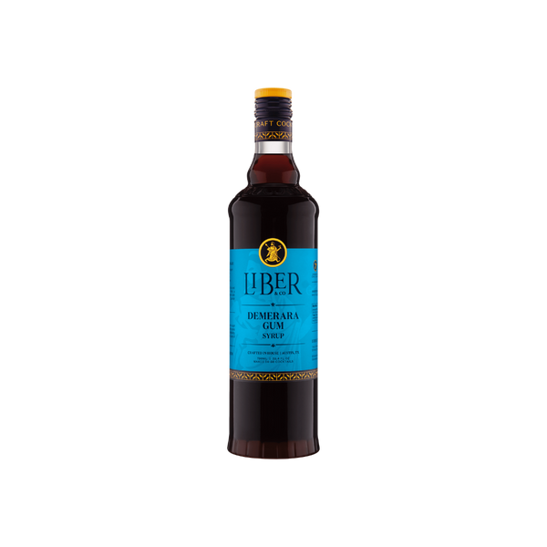 Bottle of Liber Demerara Rum on a white background
