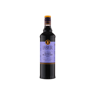 Bottle of Liber Marion Blackberry Syrup on a white background product image