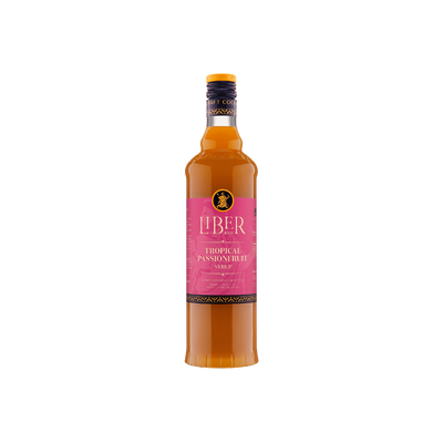 Bottle of Liber Tropical Passionfruit Syrup on a white background product image