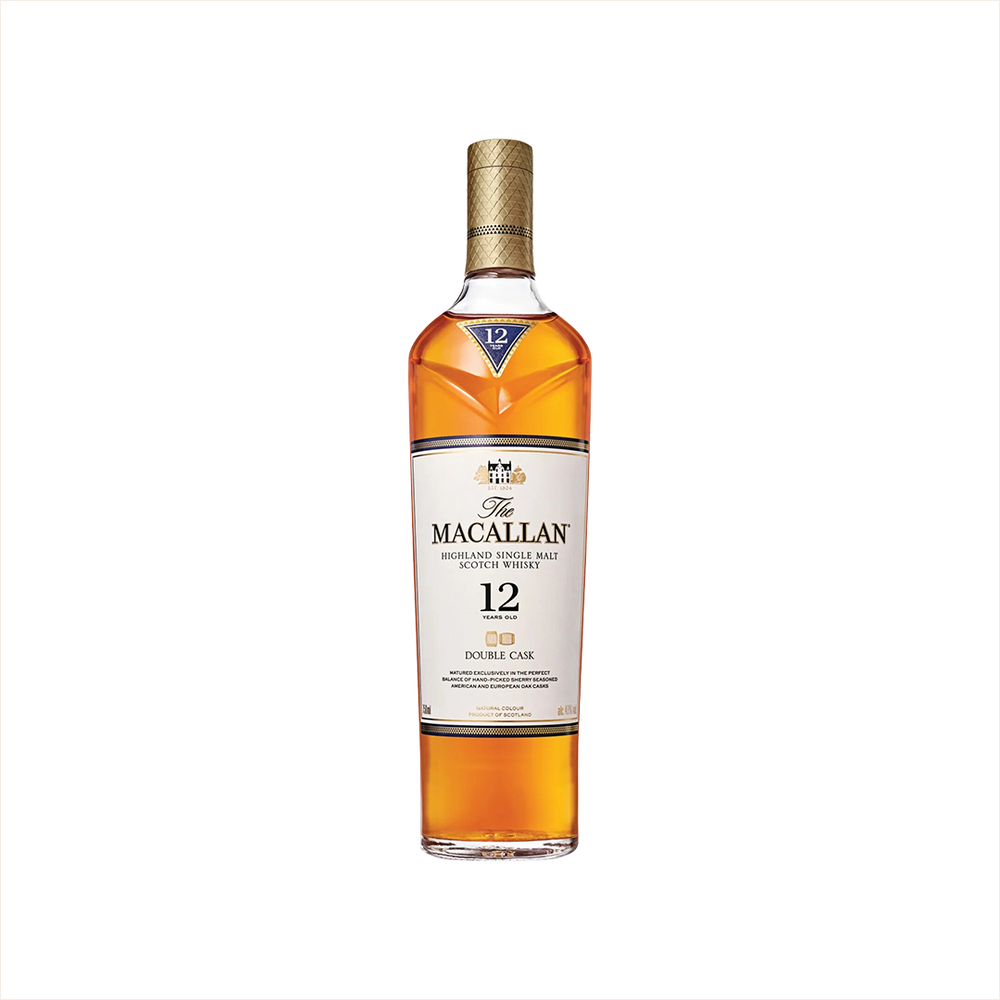 Bottle of Macallan 12 Year Old Double Cask Single Malt Scotch Whisky.