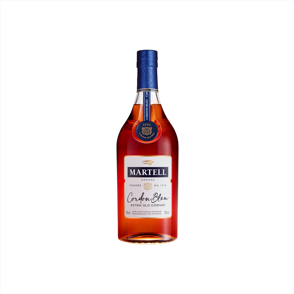 Bottle of Martell Cordon Bleu Cognac.