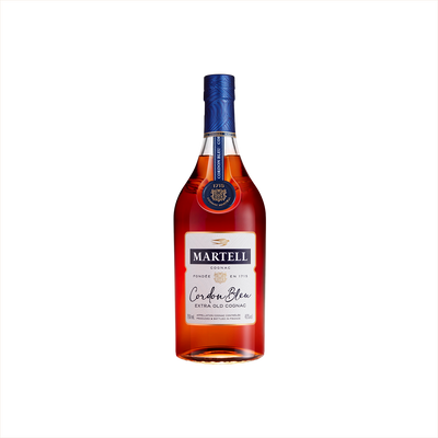 Bottle of Martell Cordon Bleu Cognac.