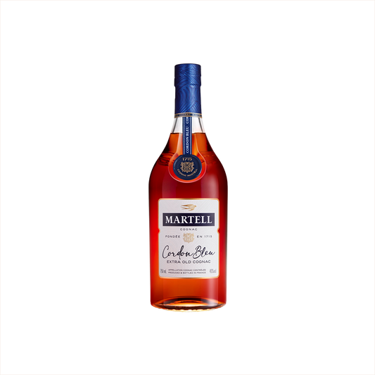 Bottle of Martell Cordon Bleu Cognac.