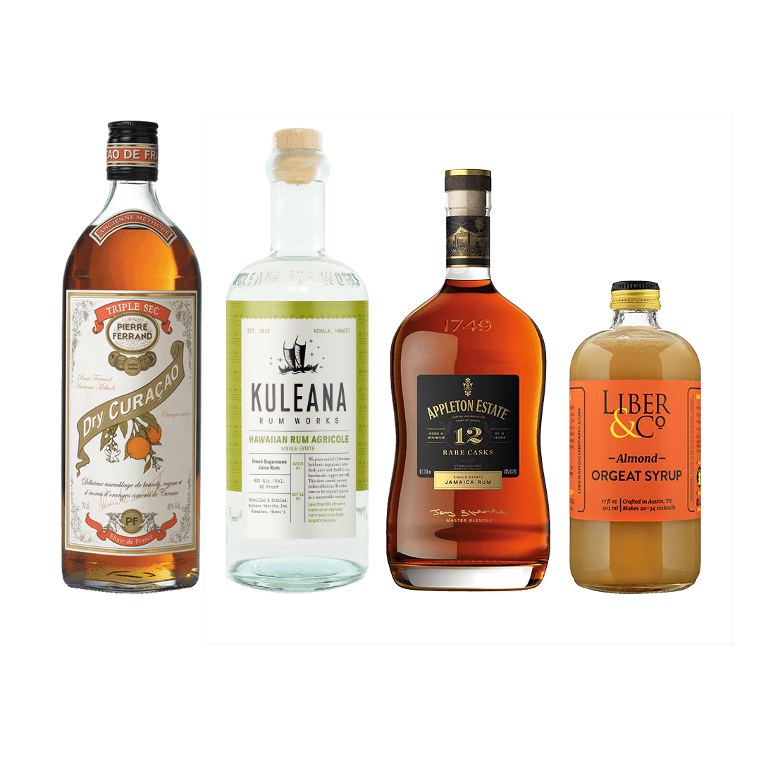 The Original 1944 Mai Tai Set Appleton 12 Year, Kuleana Rum Agricole, Curiada