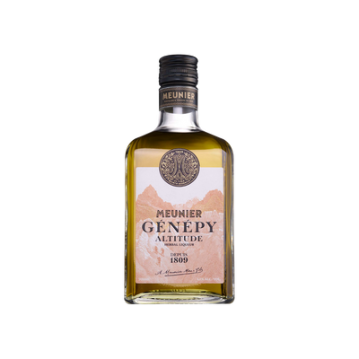 Bottle of Meunier Genepy Altitude Liqueur.