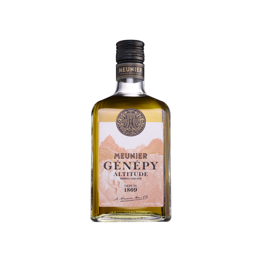 Bottle of Meunier Genepy Altitude Liqueur.