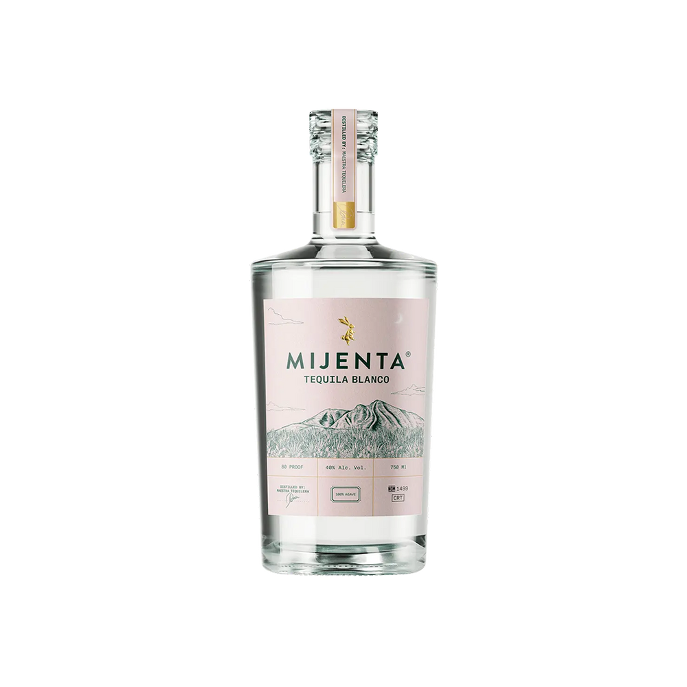 Bottle of Mijenta Blanco Tequila.
