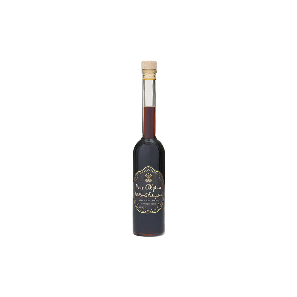 Bottle of Nux Alpina Walnut Liqueur.
