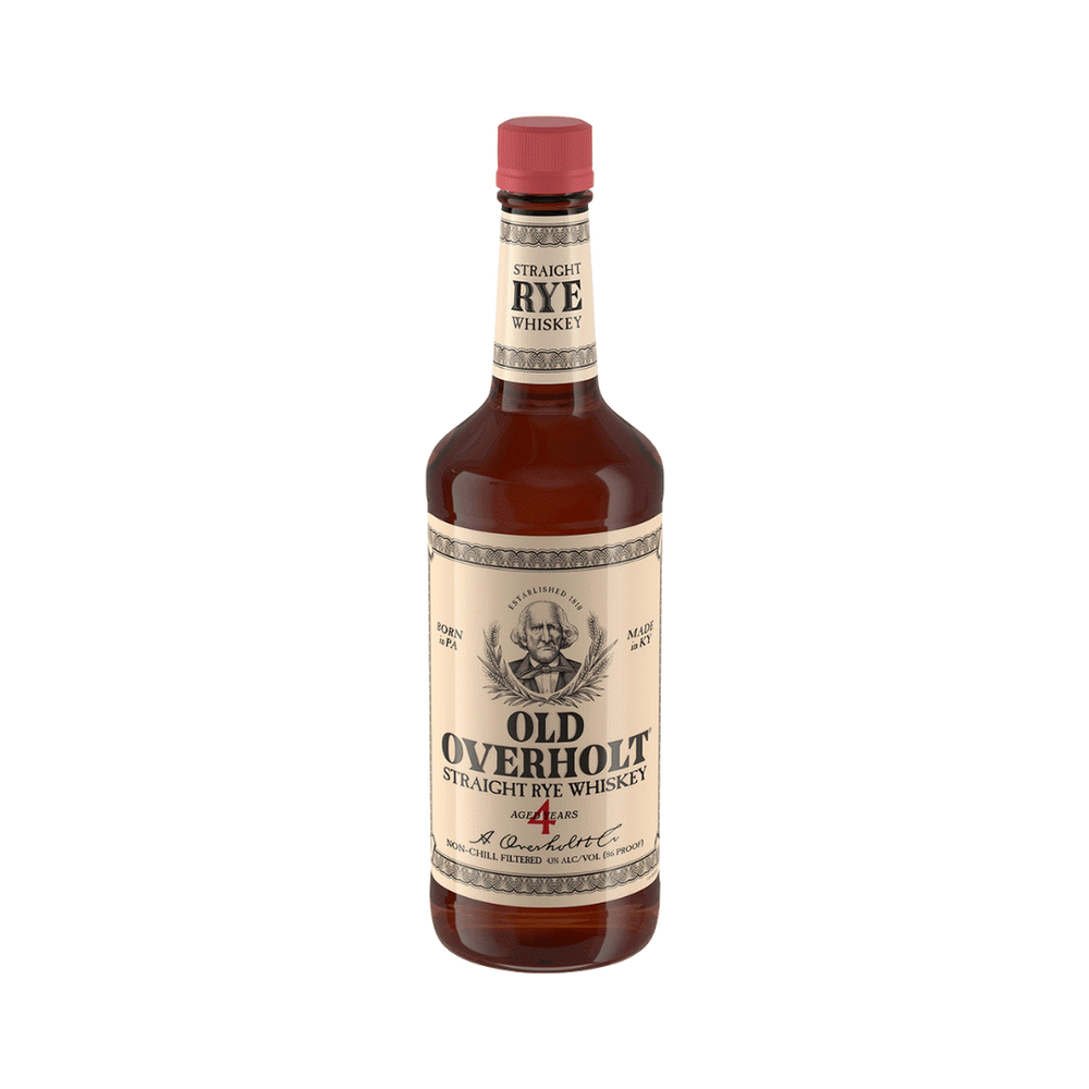 Bottle of Old Overholt Original Straight Rye Whiskey Aged 4 Years.