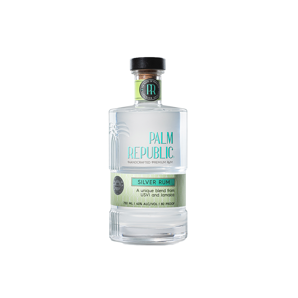 Bottle of Palm Republic Silver Rum.