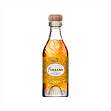 A bottle of Pierre Ferrand Cognac Ambre with a clear amber-colored liquid visible and the brand's logo on the label.