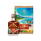 Bottle of Planteray 1984 Jamaica Clarendon MMW Rum next to box package.