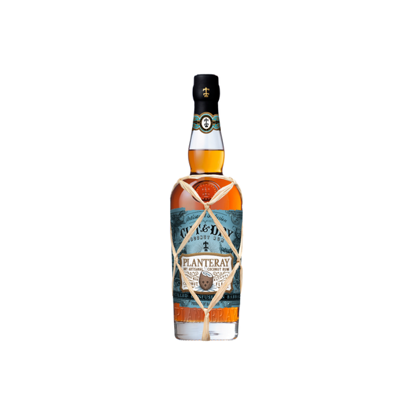 Bottle of Plantation rum on a white background