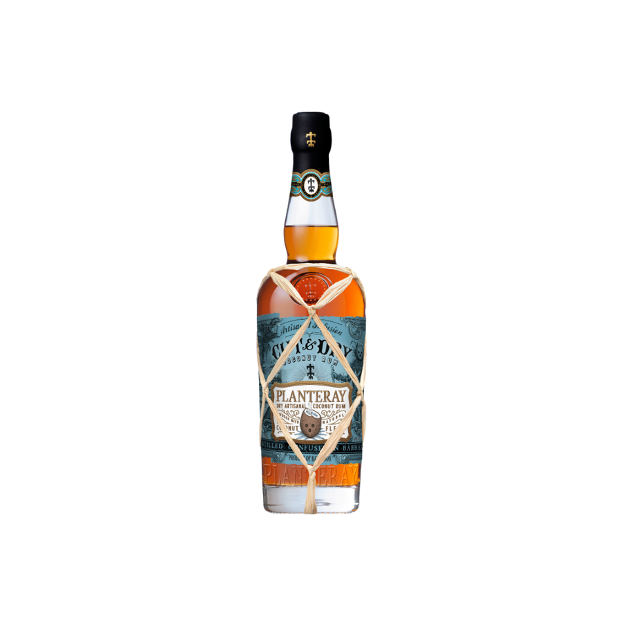 Bottle of Plantation rum on a white background