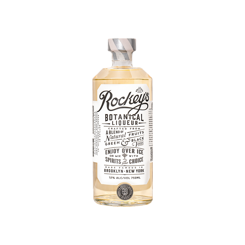 Bottle of Rockey’s Botanical Liqueur.