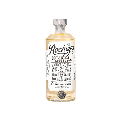 Bottle of Rockey’s Botanical Liqueur.