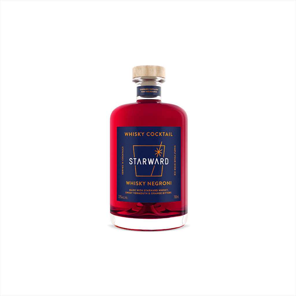 Bottle of Starward Whisky Negroni Cocktail.