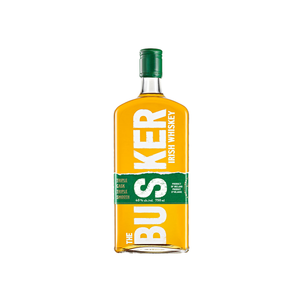 Bottle of The Busker Triple Cask Irish Whiskey.