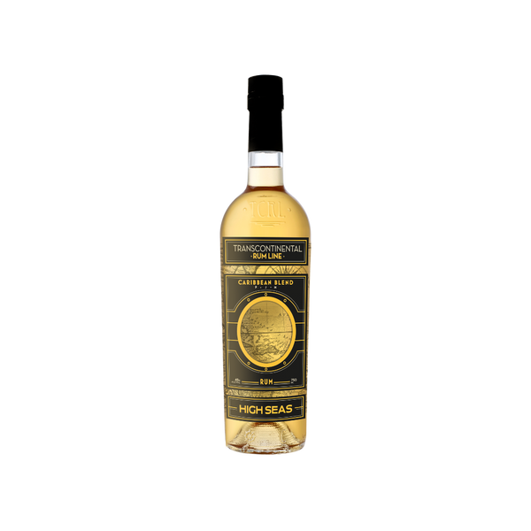 Bottle of Transcontinental Rum Line High Seas Caribbean Blend Rum.