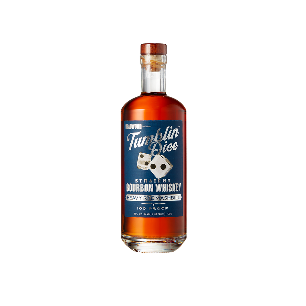 Bottle of Tumblin' Dice Heavy Rye Bourbon 100 Proof.