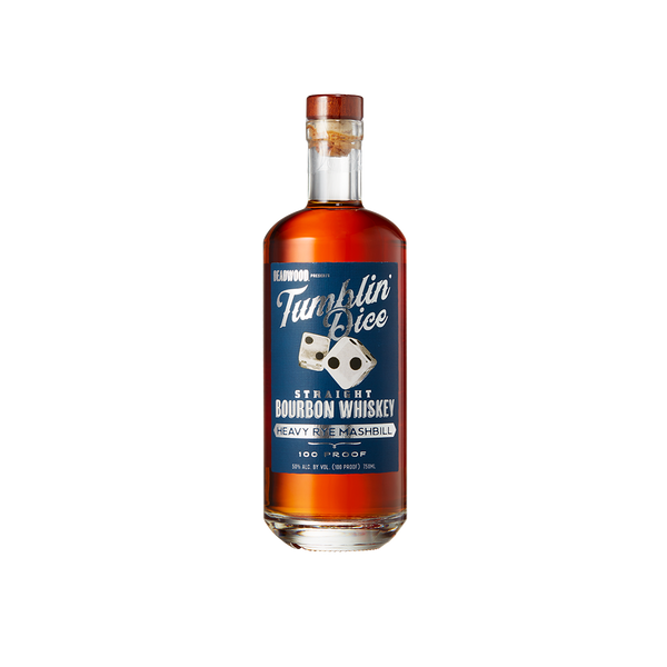 Bottle of Tumblin' Dice Heavy Rye Bourbon 100 Proof.
