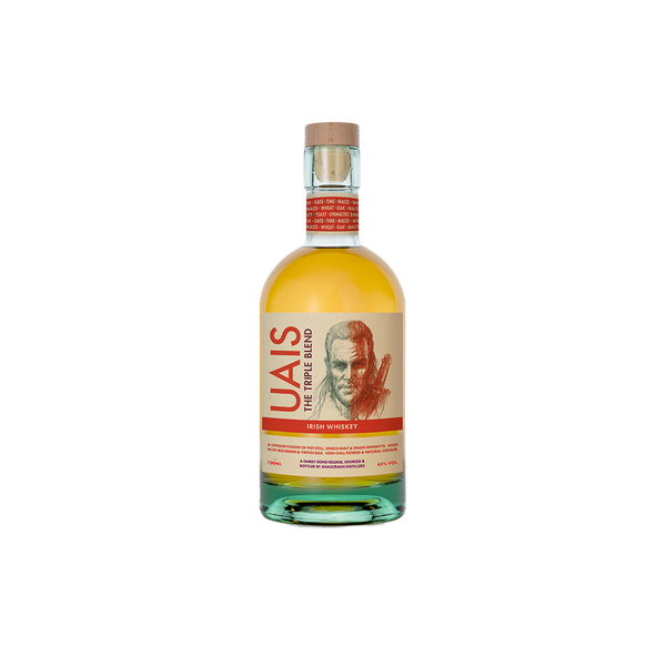 Bottle of UAIS The Triple Blend Irish Whiskey.