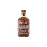 A bottle of Wild Mannered Strawberry Rhyme Straight Bourbon Whiskey on a solid white background.