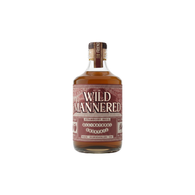 A bottle of Wild Mannered Strawberry Rhyme Straight Bourbon Whiskey on a solid white background. product image