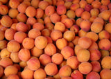 Stack of apricots with a close-up view