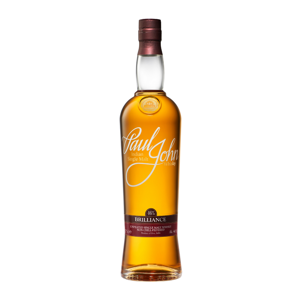 Bottle of Paul John Brilliance Single Malt Whisky.