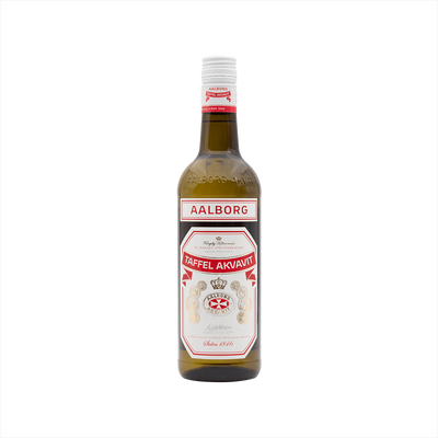 Bottle of Aalborg Taffel Akvavit.