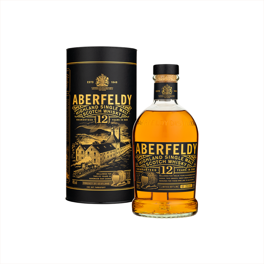 Bottle of Aberfeldy 12 Single Malt Scotch Whisky.