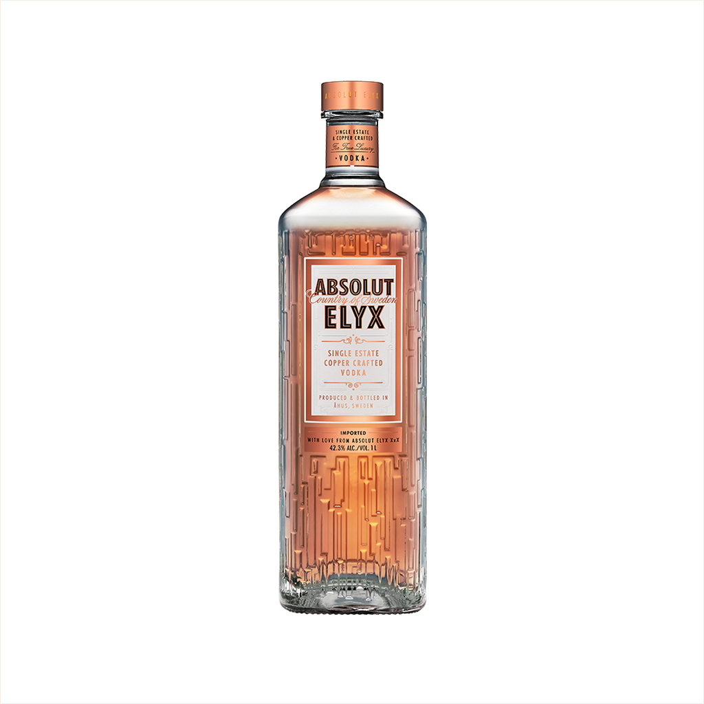 Bottle of Absolut Elyx Vodka.