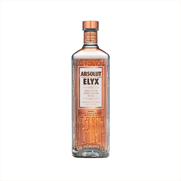 Bottle of Absolut Elyx Vodka.