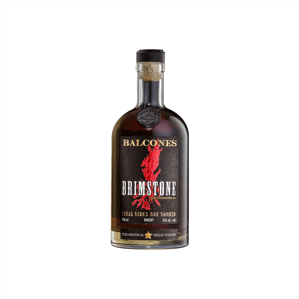 Bottle of Balcones Brimstone Whisky.