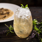 Baldoria Dry Umami Sherry Cobbler cocktail in a glass full of ice.